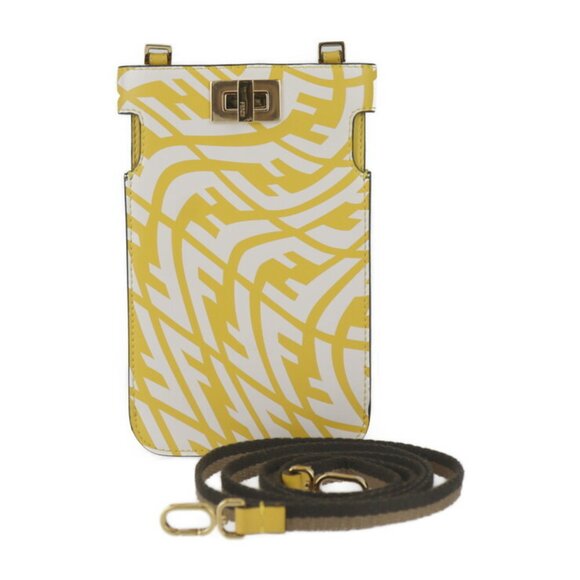 FENDI Yellow Leather Peekaboo Shoulder Bag